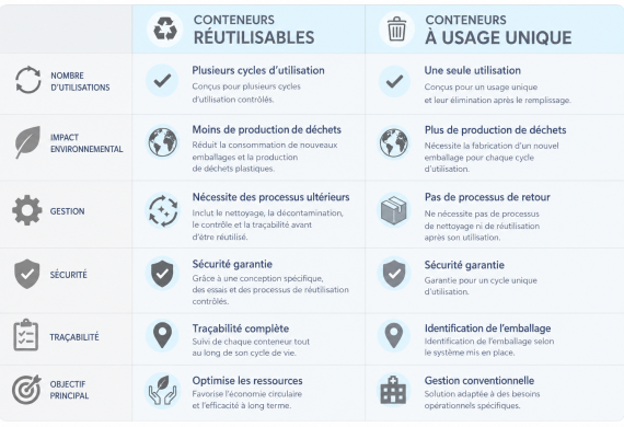 réutilisables vs a usage unique